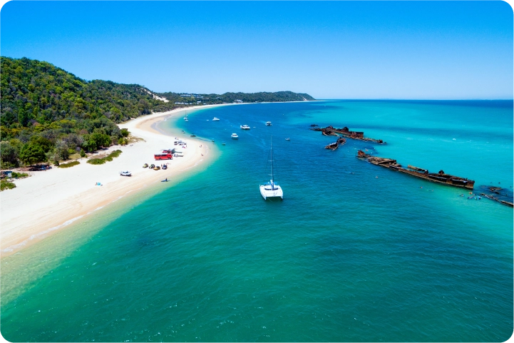 写真：モートン島でカヤックブリスベンから行く